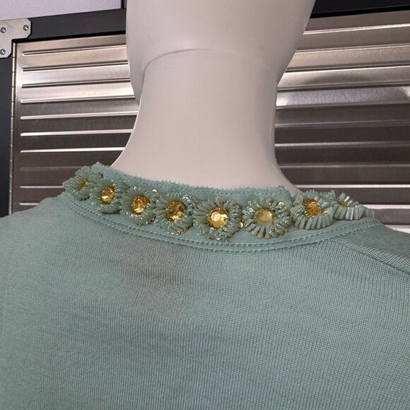 Tory Burch Green Embellished Women's Sweater Merino Wool XS - Picture 5 of 9